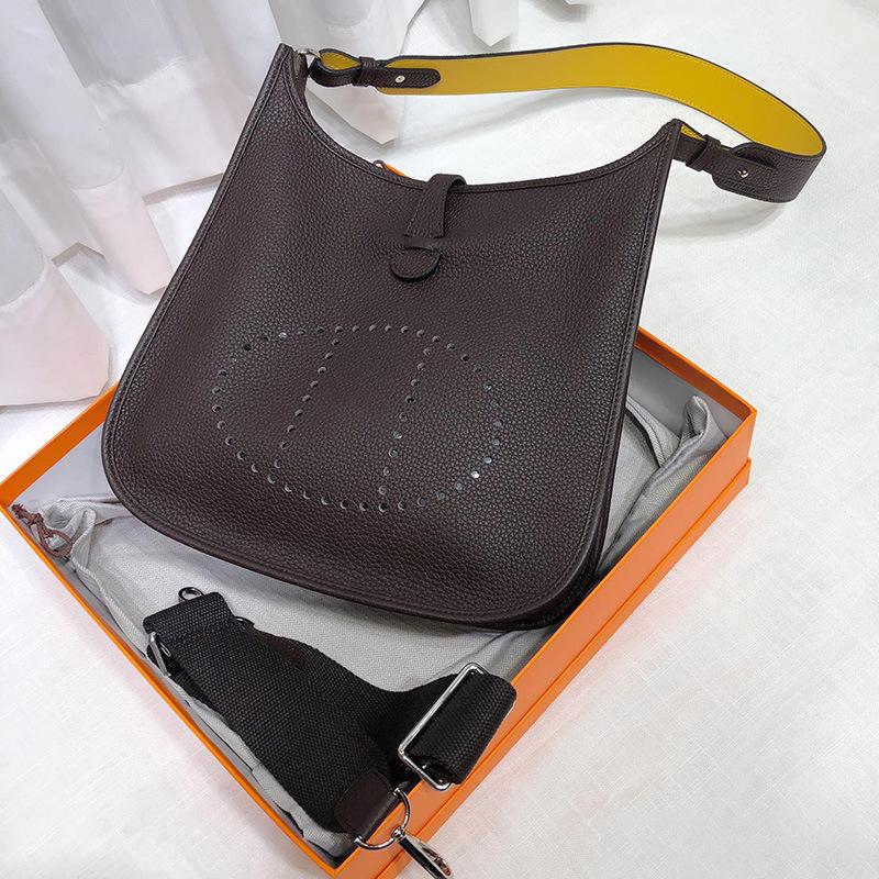 Spot Wholesale Top Layer Cowhide Evelyn Bag Genuine Leather Mini Bucket Bag TC Leather Mini Shoulder Crossbody Bag Tide