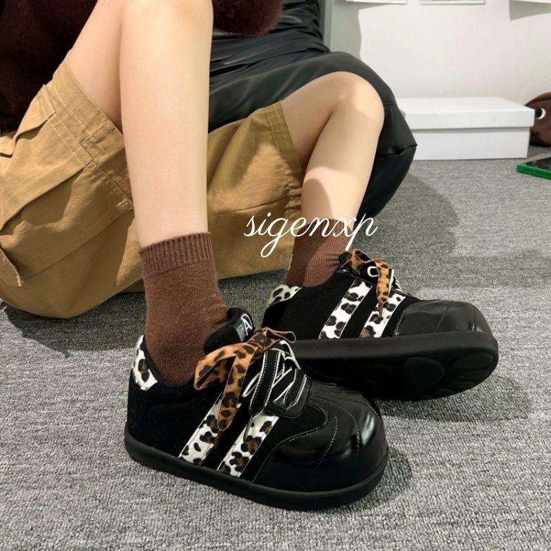 Leopard print casual moral training shoes will increase in height in the autumn of 22 years. Platform casual board shoes