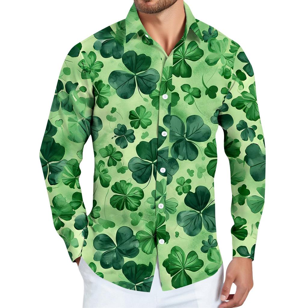 Pánská košile s vánočním potiskem, dlouhý rukáv, na knoflíky