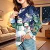 Kids Fashion Christmas Long Sleeve Neck Top with Pocket, Holiday Print Shirt for Boys and Girls