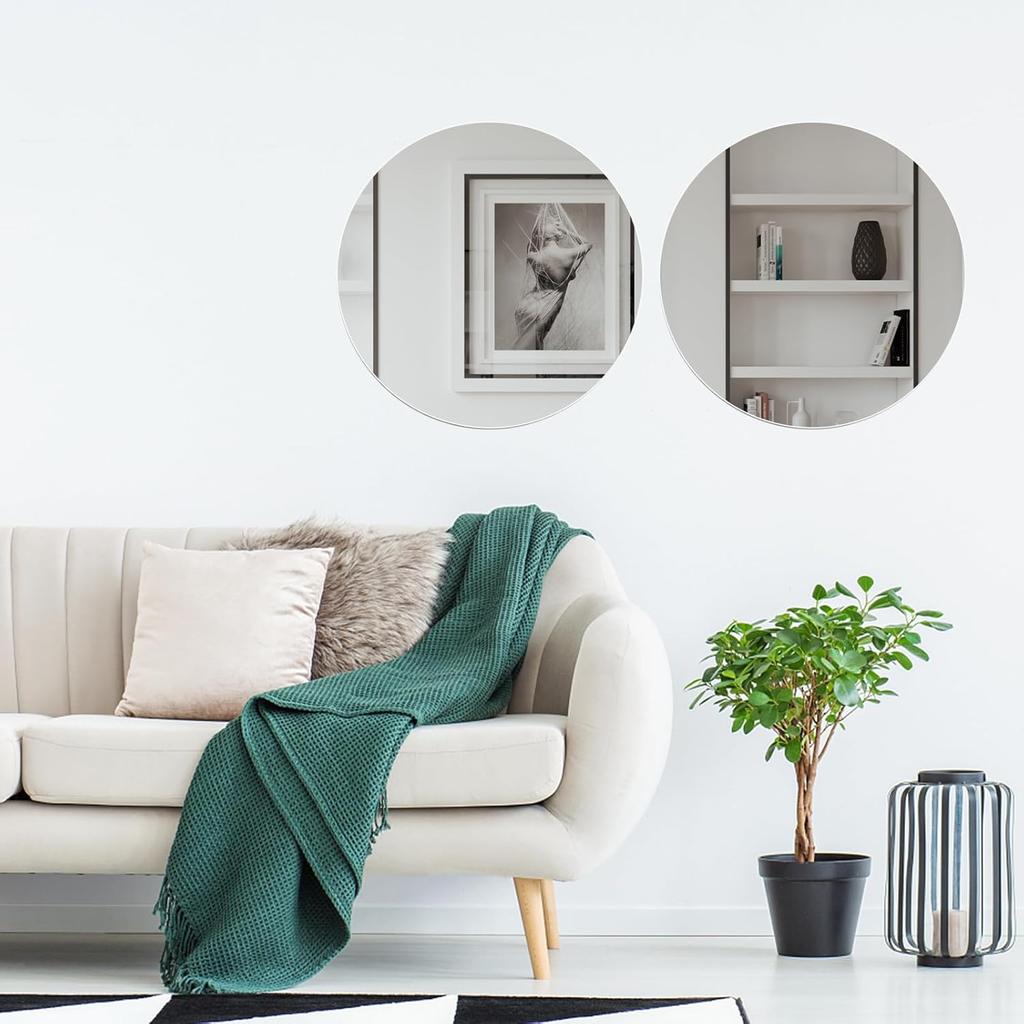 Acrylic Round Mirrors Self Adhesive Non Glass Mirror Circle Wall Mirror Clear Wall Sticker Decals for Wedding Table Centerpiece and Home Living Room