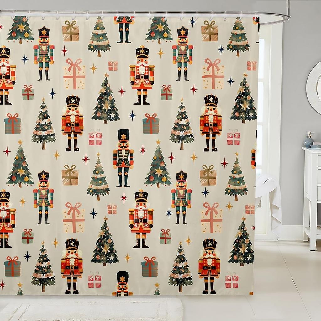 Merry Christmas Shower Curtain For Bathroom Decor Xmas Santa Claus Bath Curtain Cute Snowman Bathroom Accessories Red Waterproof