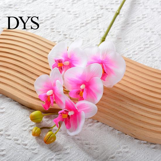 Fake Floral Decoration Artificial Moth Orchids with Stem Realistic 5 Head Phalaenopsis Flower Indoor Decor Flowers Home Office Table Centerpiece Faux