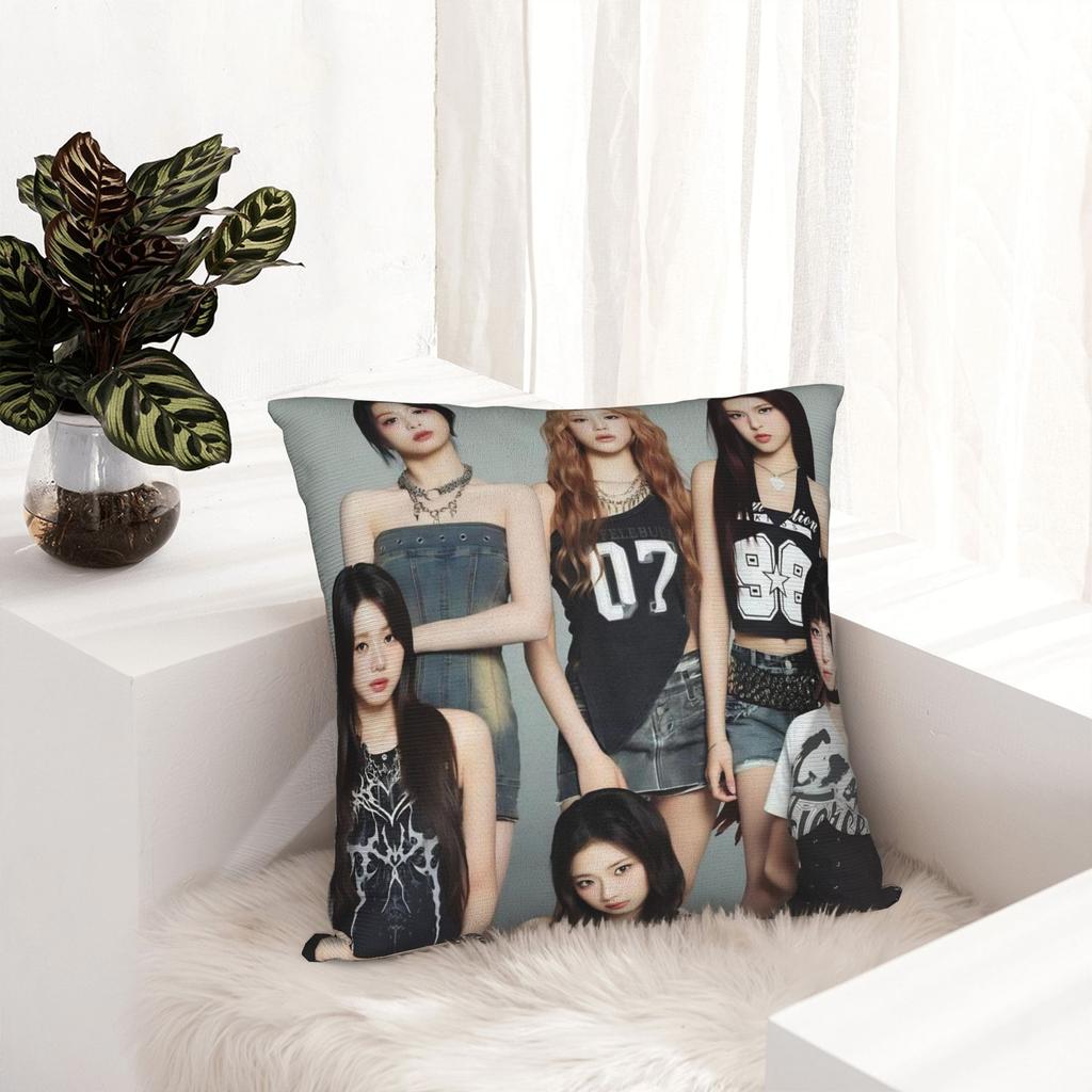 Kpop Style Babymonsters Group Pillowcase Printing Polyester Cushion Cover Decoration Pillow Case Cover Home 45X45Cm