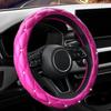 YOGURTCK Diamond Soft Leather Anti-Slip Steering Wheel Cover with Bling Bling Crystal Rhinestones, Universal 15 Inch for Women Girls, Fit Vehicles,
