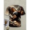 Men's Eagle Print T-Shirt - Beige Brown 3D Print Short Sleeve