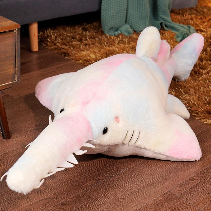 Large Simulated Sawtooth Shark Big Shark Doll Plush Toy Marine Life Blue Shark Whale Doll Rag Doll