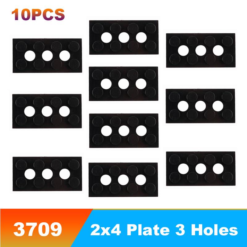 3709 2x4 Plate 3 Holes Reinforced DIY Building Blocks Accessories Hole Bricks Suitable For All Brands Small Particles Toy