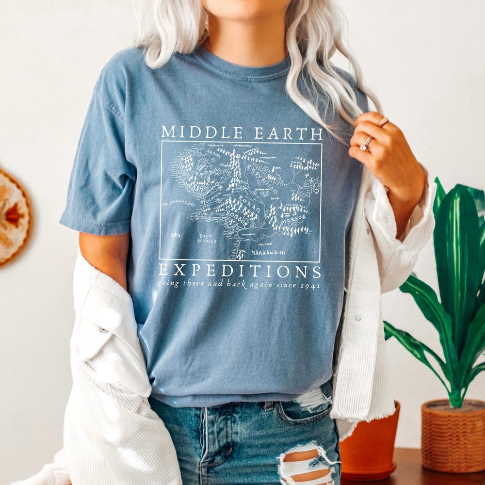 Retro There and Back Again Shirt Short Sleeve Print Dark Academic Unisex Tee Cotton Shirt Fantasy Apparel Y2K Top Streetwear