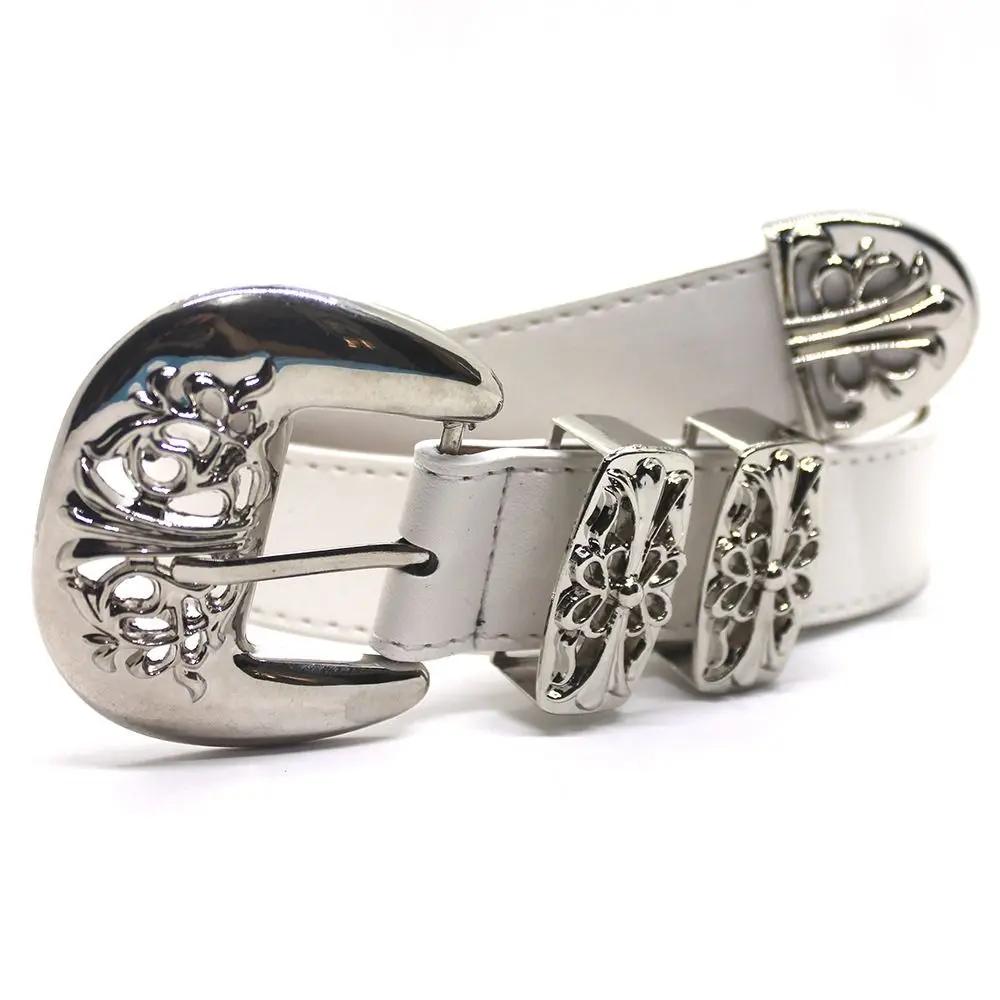 2025 New Punk Style Women's Fashion Belt Y2k Hollow Carving Cross Buckle Casual Versatile Decorative Belt Women's Accessories