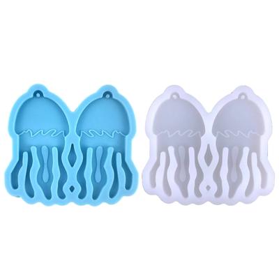 Moule en Silicone Brillant pour Boucles d'Oreilles avec Trou Forme Méduse Pendant Boucle d'Oreille Moule de Coulée Epoxy pour Boucles d'Oreilles DIY Décor