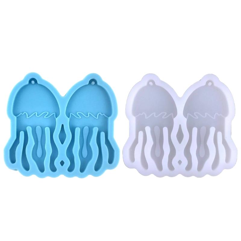 Glossy Shiny Earring Silicone Mould with Hole Jellyfish Shape Dangle Earring Epoxy Casting Mold for DIY Earrings Decor