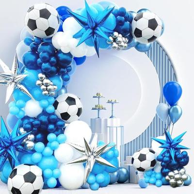 Fußball Themen Ballon Kette Set Blau Explodierenden Stern Ballon Junge Geburtstag Party Dekoration Lieferungen