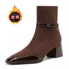 Damenstiefel Modische Gürtelschnalle Designerstiefel Hohe Qualität Wildleder Lässige Kurze Stiefel Plüsch Warme Winterstiefel Bottines Femmes