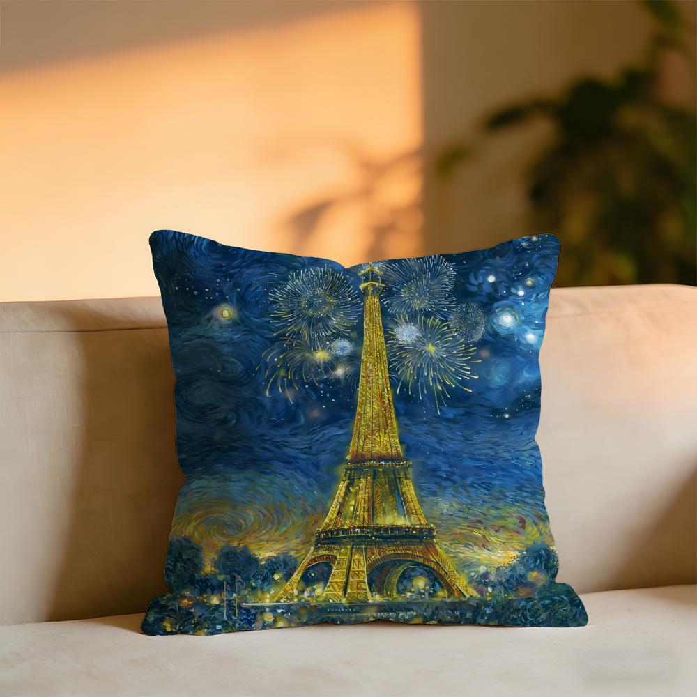 Van Goghs Works Cushion Cover Cozy Velvet Throw PillowSoft Warm Cushion For Sofa Bed