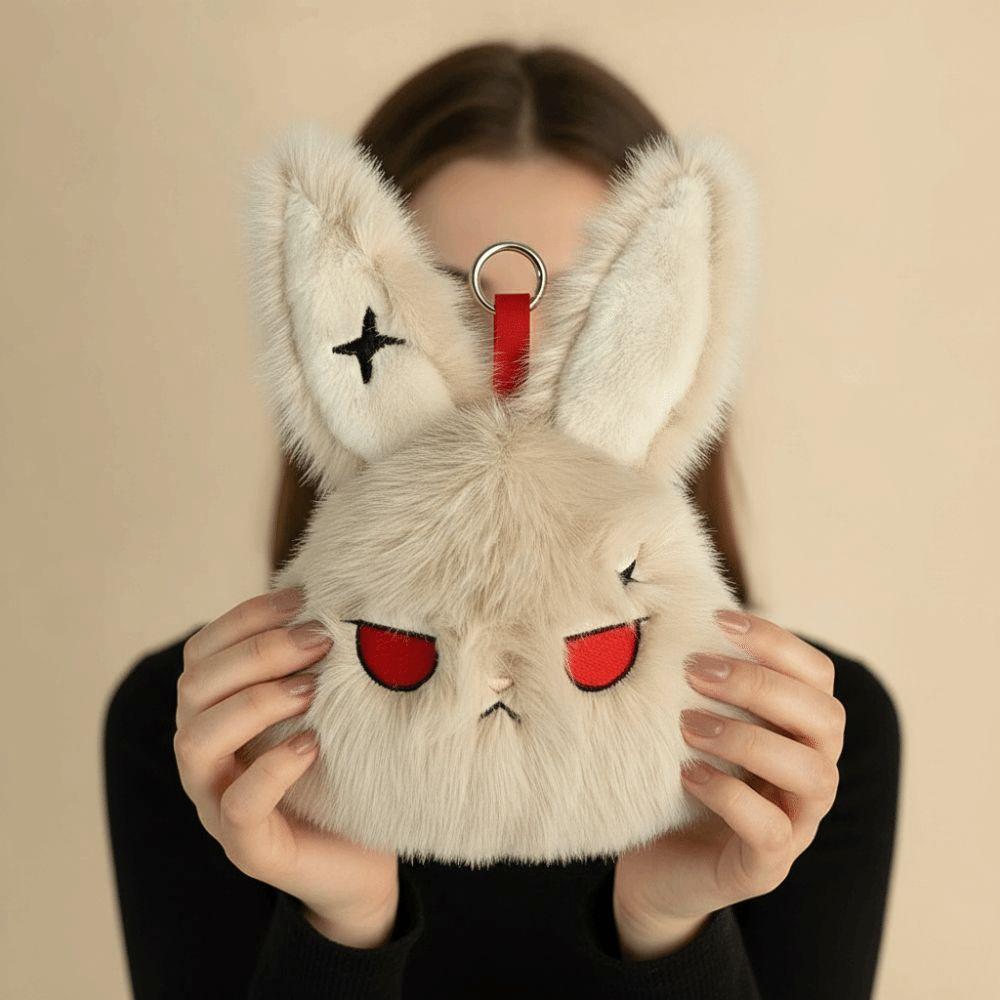 Fluffy Gothic Rabbit Compact Stitched Bunny Bag Pendant Halloween Plushie Party Favors