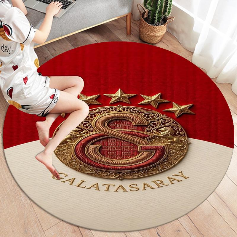 Galatasaray S Round Area Rug,Carpet Rug for Living Room Bedroom Sofa Playroom Decor,Non-slip Floor Mat