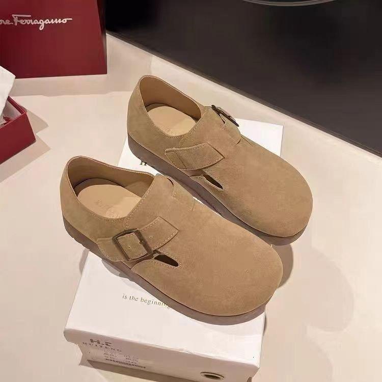Мягкие Birkenstocks весенние новые японские ретро однотонные туфли повседневные Birkenstocks Doudou shoes 35 хаки