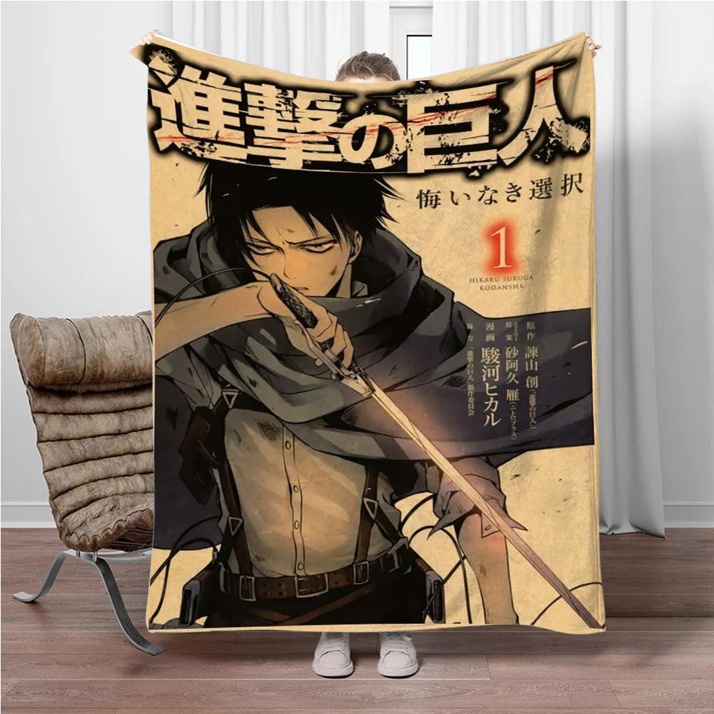 Vintage Japanese Anime Attack-on-Titan Flannel Blanket Soft Warm Throw Nap Blanket For Sofa Office Bed Office Camping Travelling