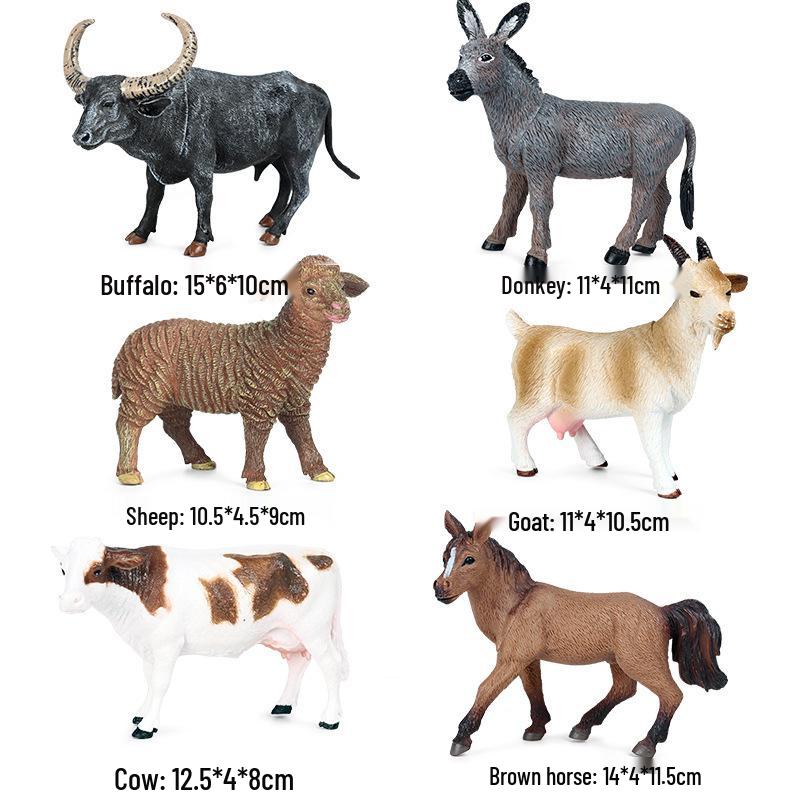 Cross-Border Animal Toy Set: Sheep, Cow, Horse, Donkey, Goat, Poultry Plastic Models