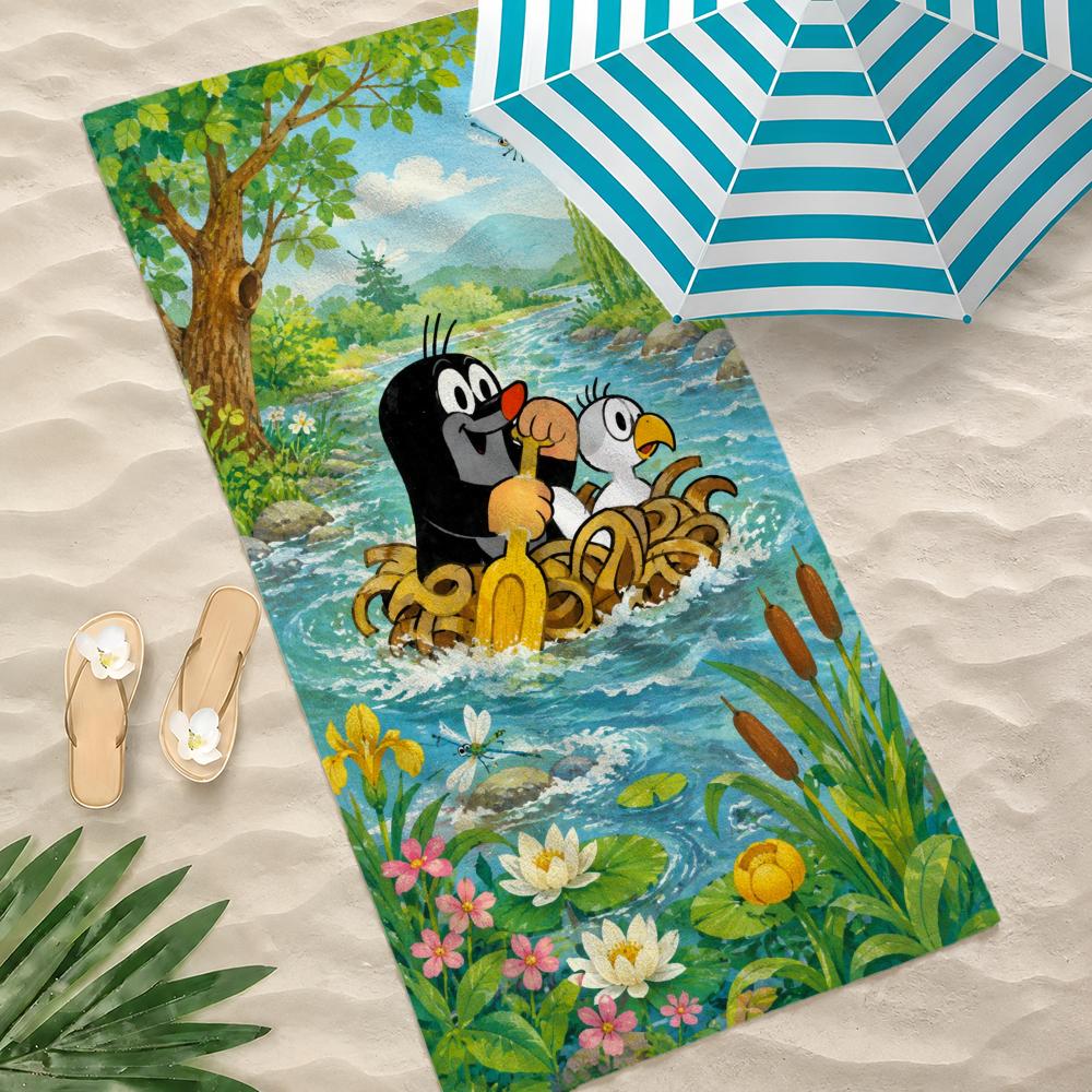Cartoon T-The Little Mole Towel Towel Beach Towel, Quick Drying Absorbent Bath Towel for Swim,Gym,Camping,Outdoor Hot
