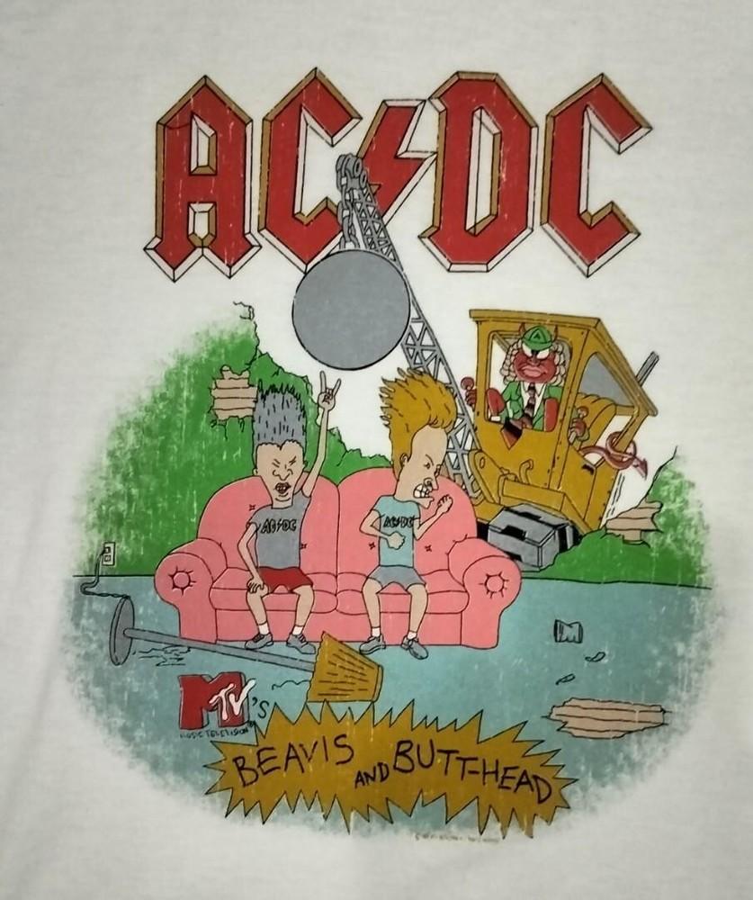 ACDC BEAVIS and BUTT-HEAD 96s T-SHIRT S-234XL White Shirt Unisex T-Shirt Graphic Tee XXXXL