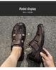 Sandales d'été fermées en cuir pour hommes: Chaussures de pêcheur d'extérieur faites à la main