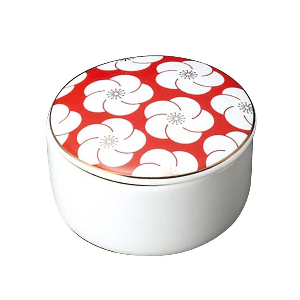 Yamako Round Small Dish Container with Plum Blossom x 27927 Lid, Pattern, 5.7 H3.5cm,