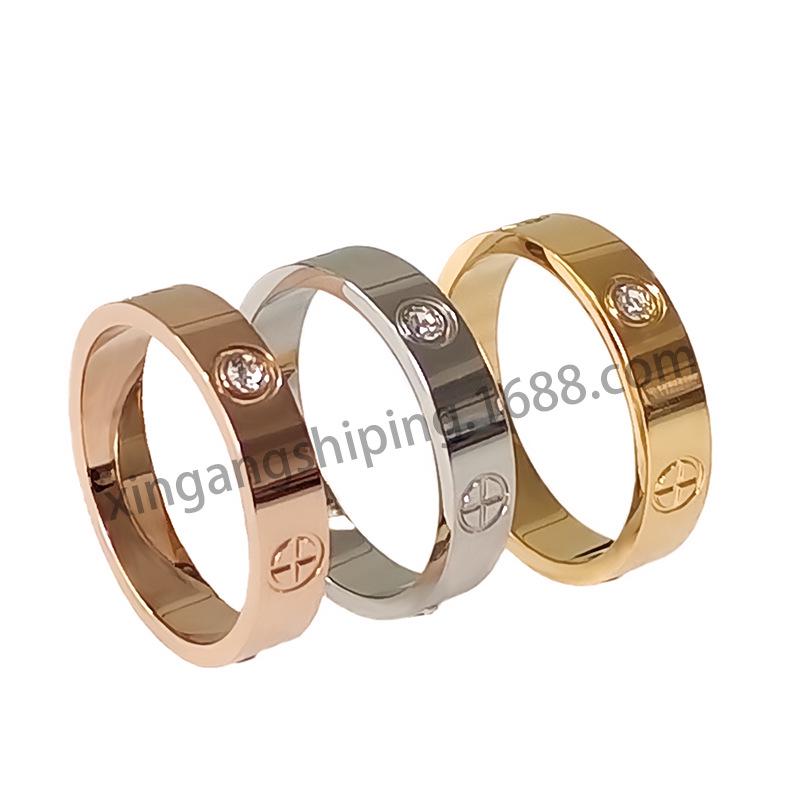 

Кольца для пары из розового золота 18 карат с крестом из страз - Не тускнеющая титановая сталь, гладкое кольцо Size 6