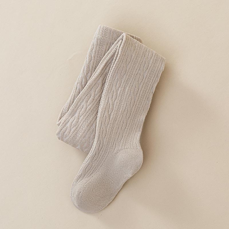 

Girls Cable Knit Leggings - Plus Velvet, Solid Color, Autumn/Winter Outerwear. S 80-90cm