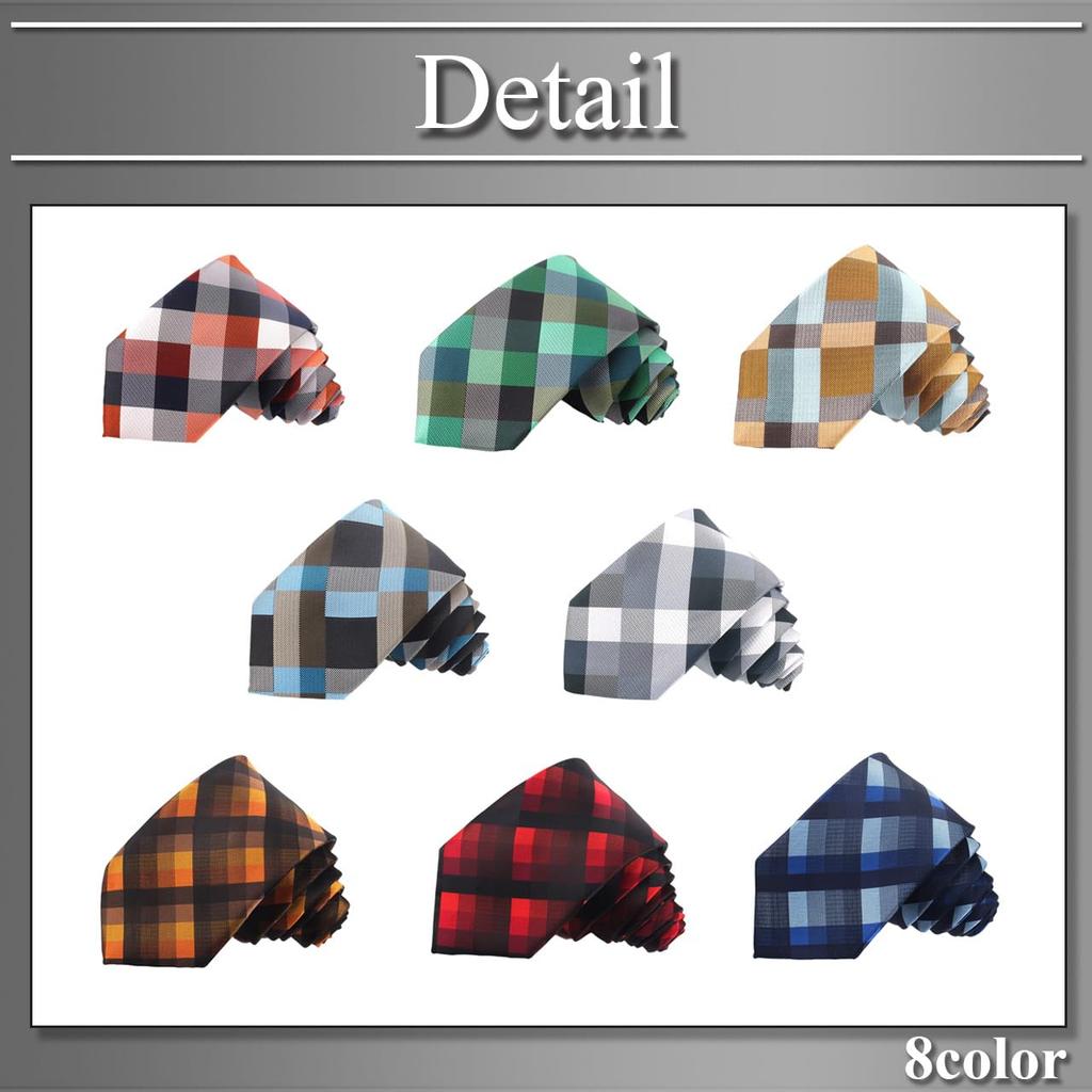 [Buzz Selection] Men's Checkered Necktie, BusinessCasual Style, Washable, Polyester, AC420 (Red)