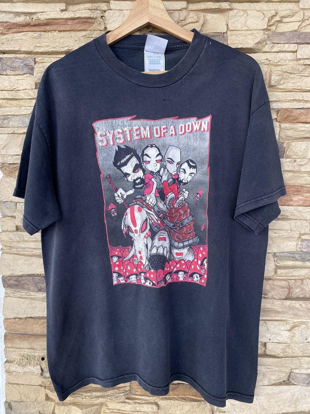 Vtg System Of A Down Distressed Band Black Unisex Tshirt Reprint S5XL KH9295 XL