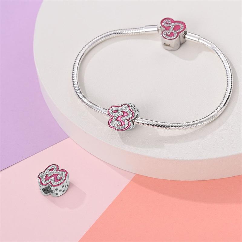 Copper Princess Pink 26 Letters Charm Bead Charms Bead Charms 3mm Do It Yourself Birthday Fine Jewellery Making