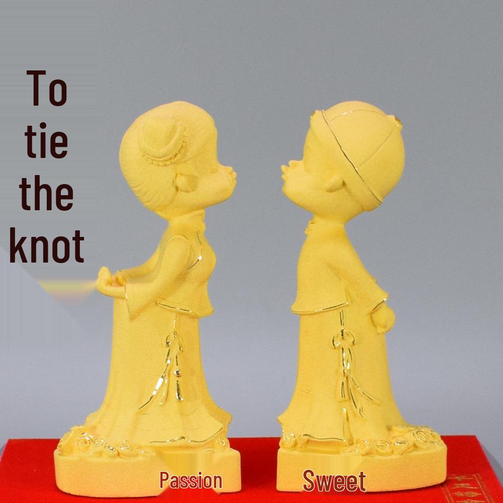Velvet Gold Wedding Gift Doll: Creative Anniversary Ornament for Newlyweds or Best Friends H860
