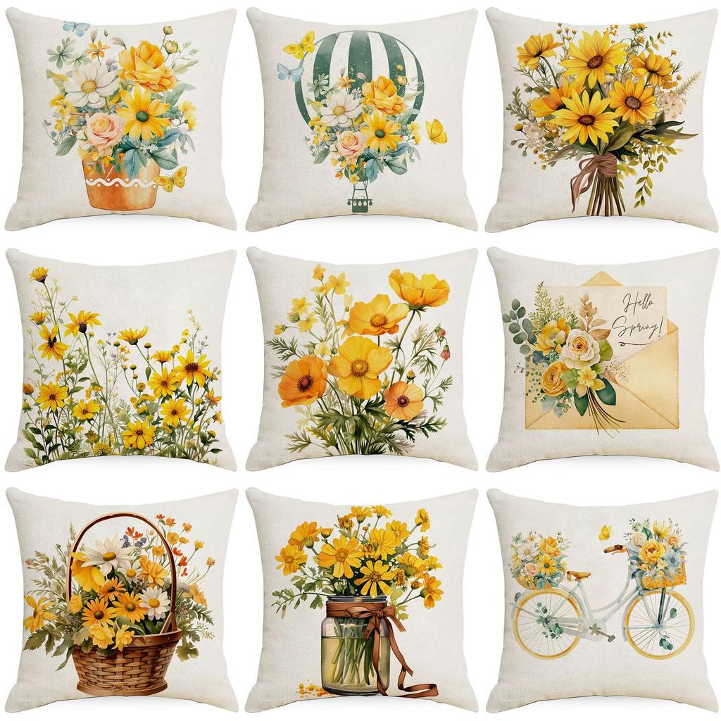 Neuer Frühlingsgelber Kleiner Wildblumen Kissenbezug Sofa Wohnzimmer Kissenbezug Kissenbezug Kissenbezug Dekoration