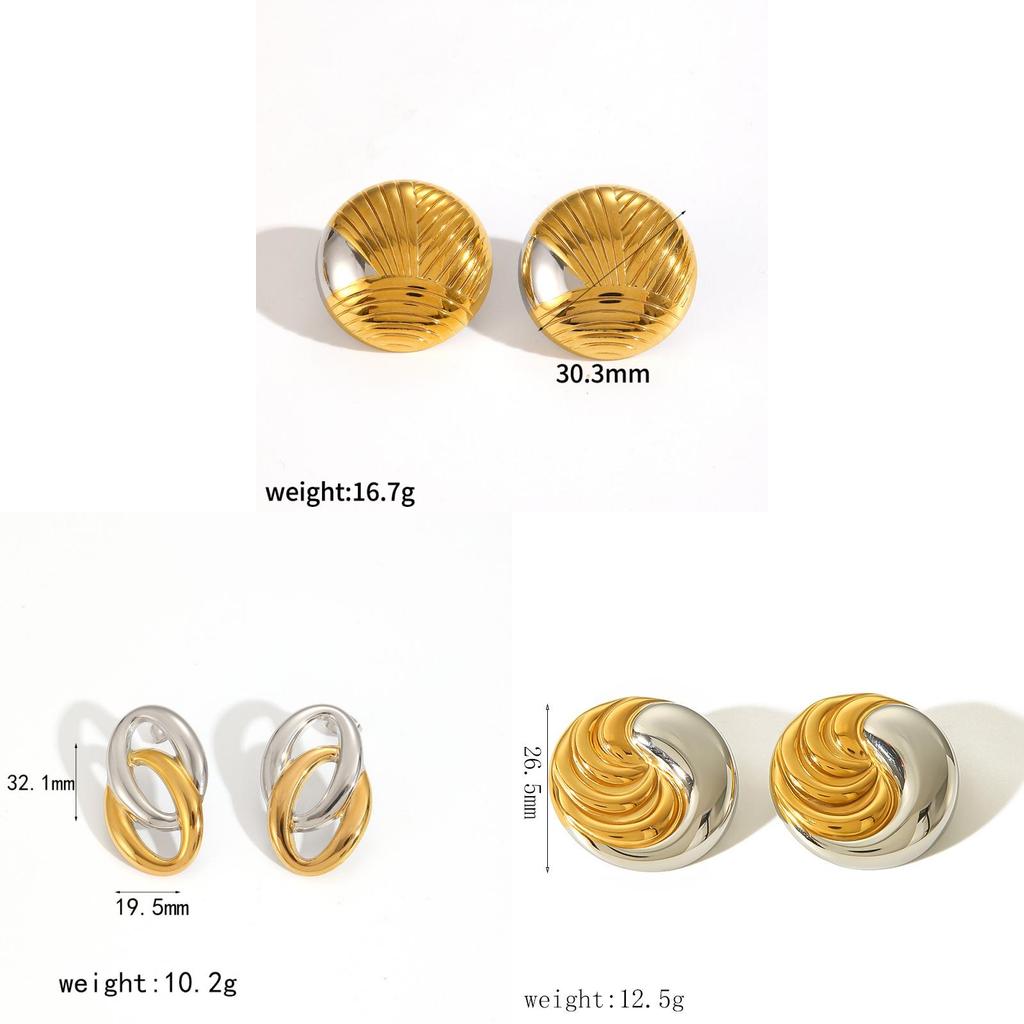 Boucles d'oreilles géométriques modernes en acier inoxydable pour femmes avec surface plaquée et look élégant