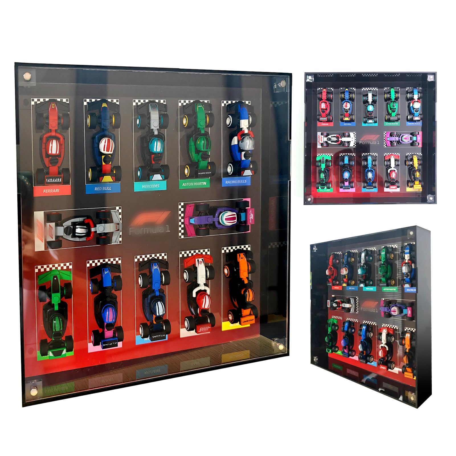 

Sungvool Building Blocks 71049 F1 Race Car Display Box (Compatible with LEGO Minifigure F1 Collectible Race Cars, Not LEGO), Magnetic Front Door,