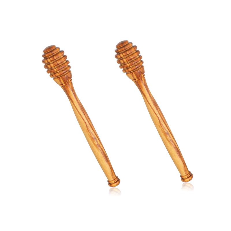 Natural Olive Wood Honey Dippers Wooden Honey Stirring Wand Multipurpose Honey Jam Syrup Scoop for Home Kitchen Breakfast Table