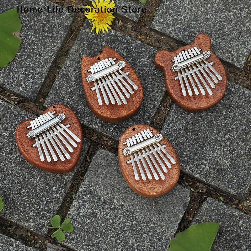 8 Keys Mini Kalimba Wooden Thumb Piano with Lanyard Finger Piano Musical Instrument Portable Exquisite Gift Set for Kids Adults