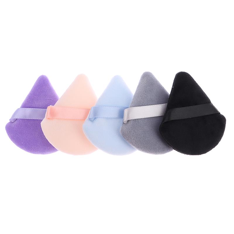 12Pcs Triangle Velvet Powder Puffs Mini Finger Puffs Washable Blend Cosmetic Accessories For Girls Women