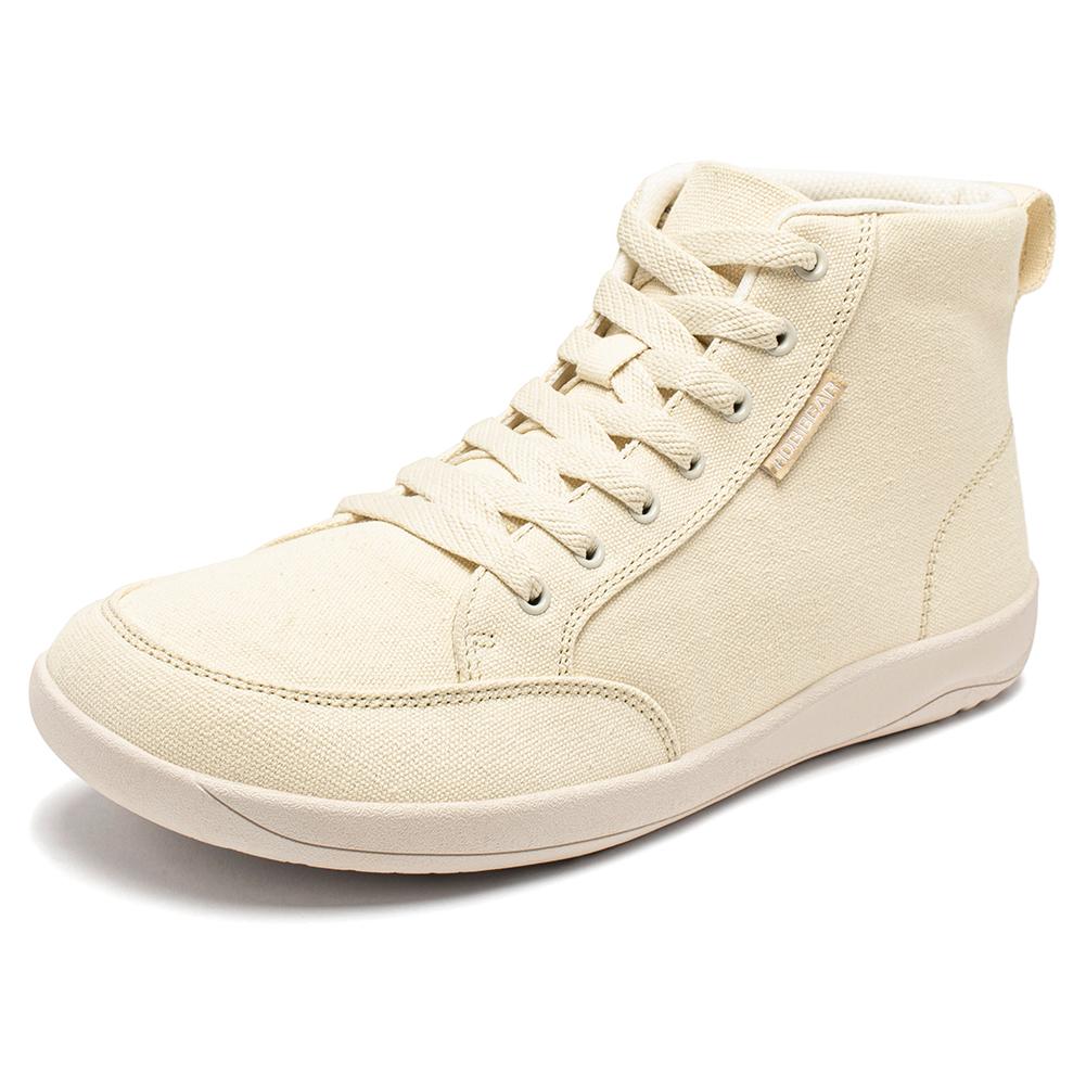 

Кросівки Mid-Top Barefoot Unisex з широким носком, парусинові кросівки з нульовим перепадом на шнурівці для ходьби на відкритому повітрі 44 бежевий