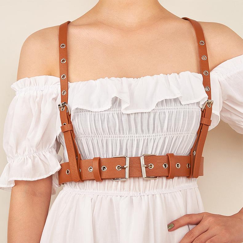 

Функциональный панк-стиль ремень-портупея женский уличный с платьем JK рубашкой подтяжки пояс-корсет декоративный тренд верблюд