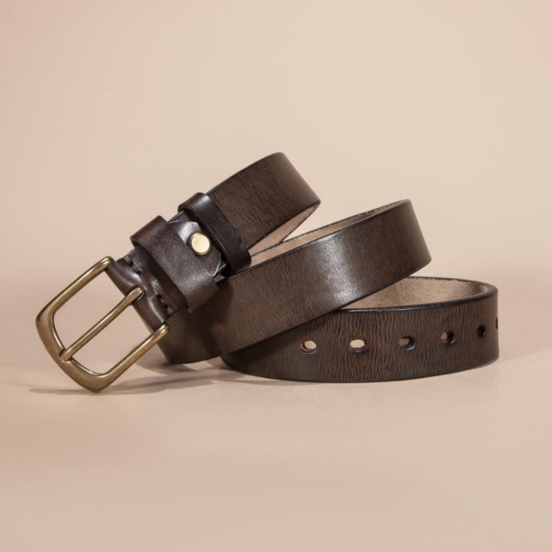 Hot First Layer Cowhide Men's Belt Scalper Leather Belt Classic Men's Versatile Pin Buckle Belt