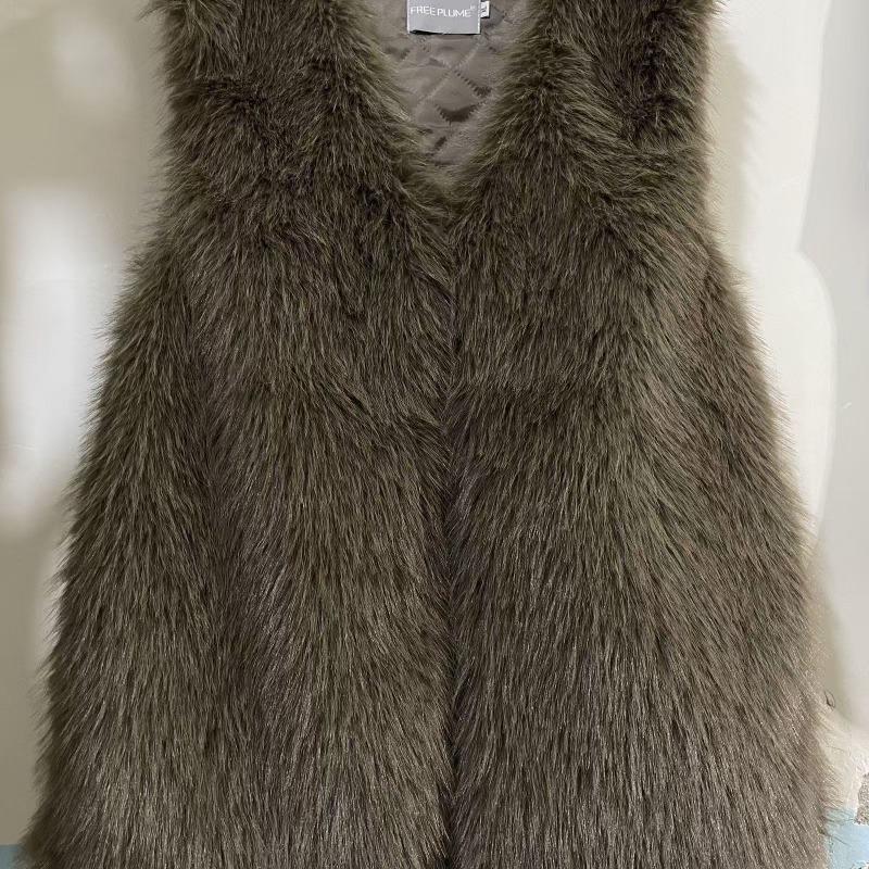 

Искусственный меховой жилет женский средней и длинной длины на осень и зиму, новый плетеный жилет из искусственной шерсти енота, модный жилет 3XL кофейный