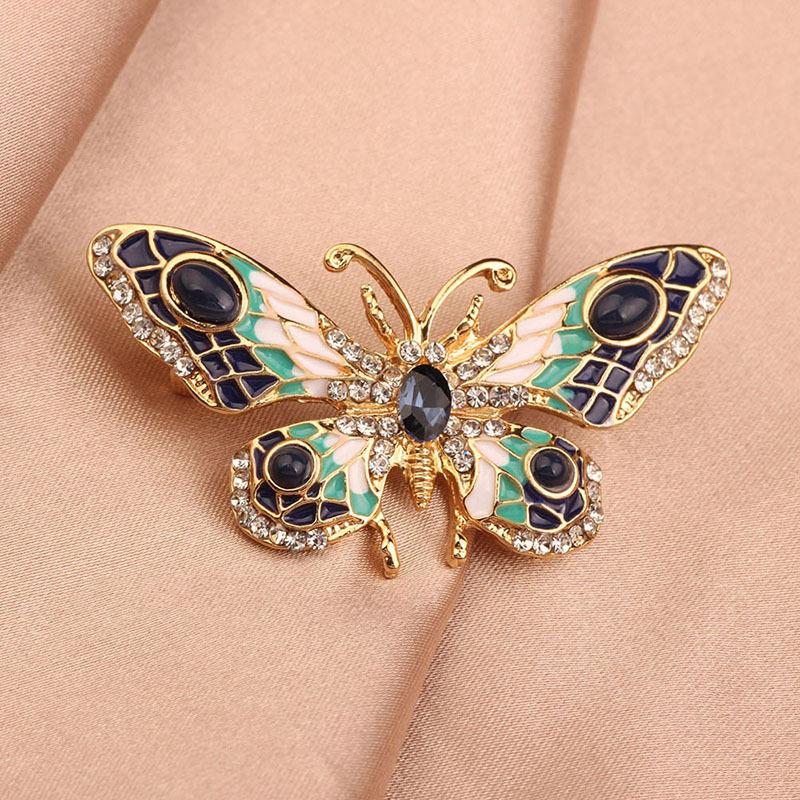 

Женская эмалевая бабочка насекомое булавки винтажная хрустальная брошь для леди ювелирные изделия одежда значки корсаж зелёный
