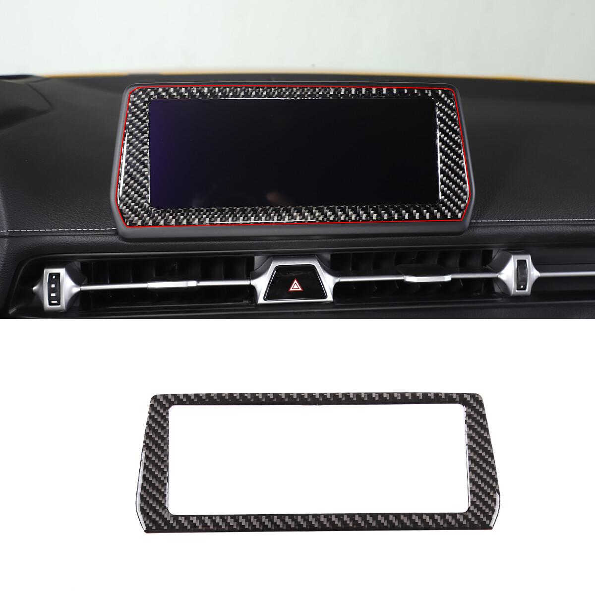 Real Carbon Fiber GPS Navigation Panel Cover Trim For Toyota Supra A90 19-24