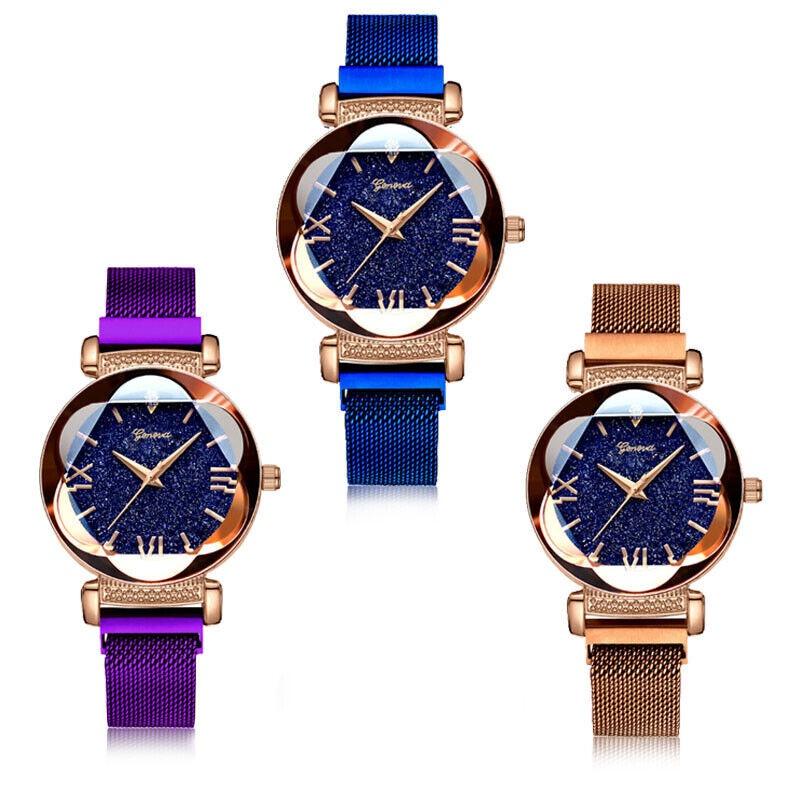 Ladies Watch Starry Sky Wrist Watch Women Bracelet Watches Magnetic Stainless