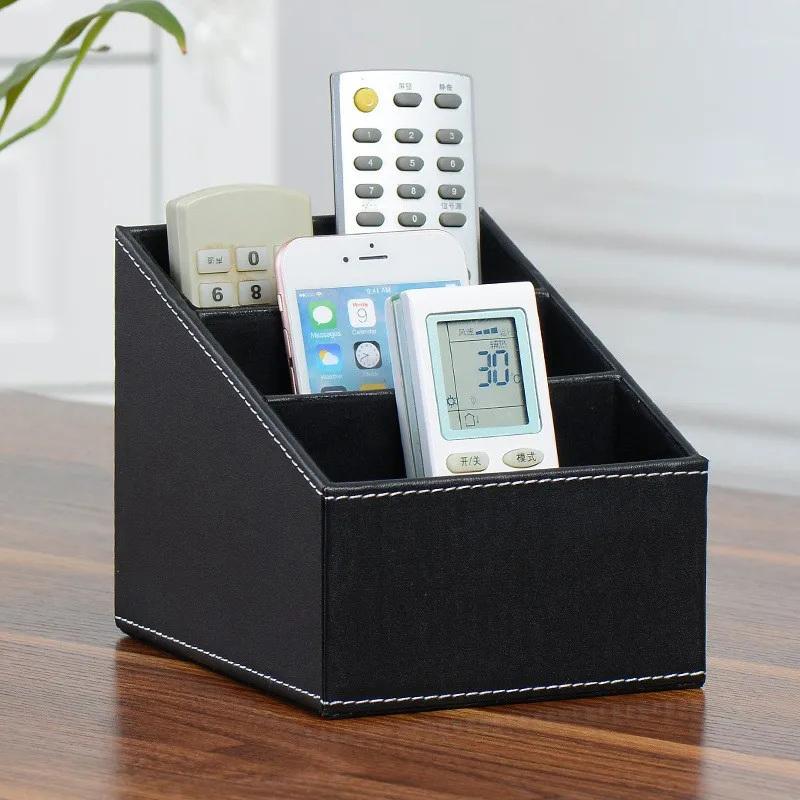 PU-Leder Fernbedienungshalter Schreibtisch-Organizer Aufbewahrungsbox Für TV-Zeitschrift Post Telefon Büro Sortiergitter Kosmetik Stiftehalter
