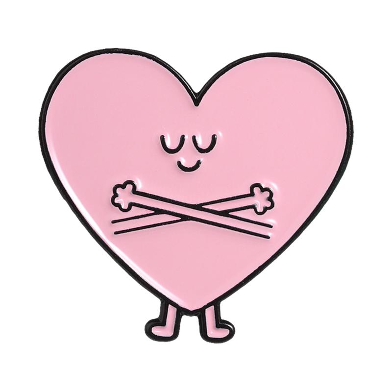 Pink Heart Enamel Pin Cartoon Warm Self Hug Self-healing Brooch Lapel Backpack Badge Jewelry Accessories Gift for Friends