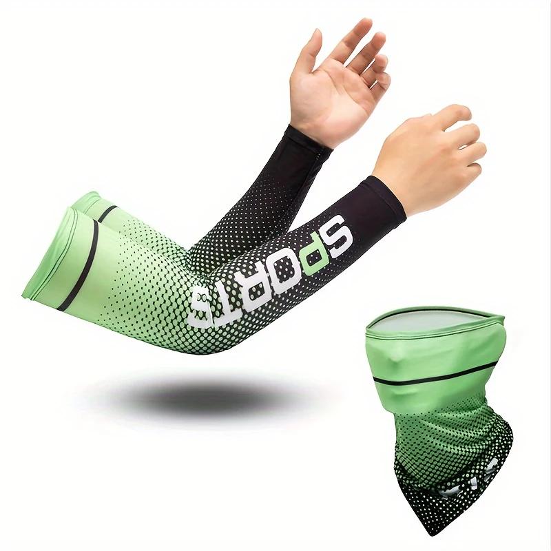 1 Set Summer Protection Includes 1 Pair Arm Sleeve and 1 Sunshade Mask for Outdoor Cycling Breathable Ice Silk Cooling Set